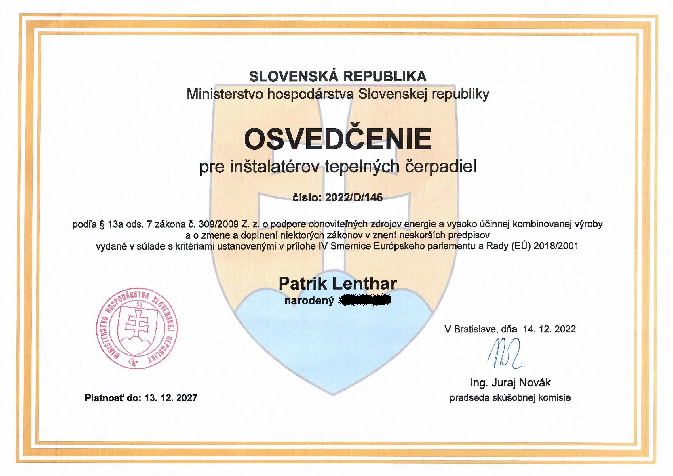 Odborný certifikát pre montáž klimatizácií a chladív